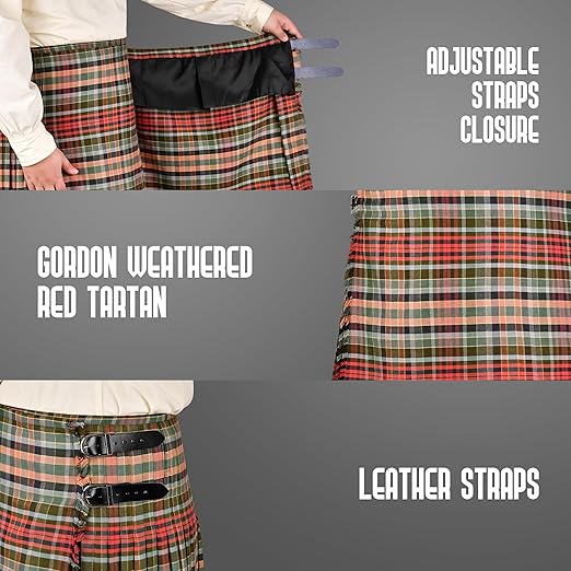 Kilt for Men I Scottish Tartan Kilt Polyviscose 8 Yard Traditional Mens Kilt