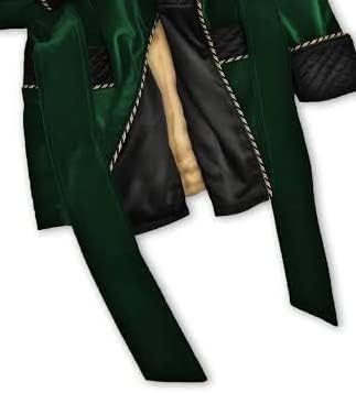 Dark Green Velvet Smoking Jacket With Quilted Silk Shawl Collar