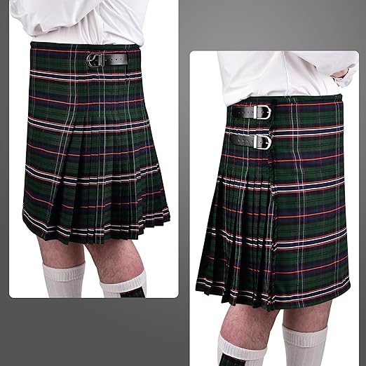 Kilt for Men I Scottish Tartan Kilt Polyviscose 8 Yard Traditional Men’s Kilt