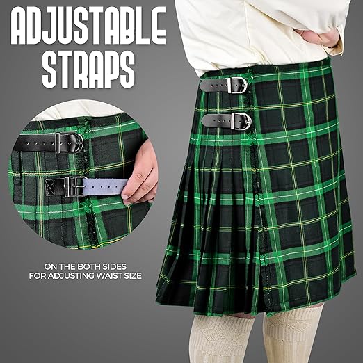 Kilt for Men Scottish Tartan Kilt Polyviscose 8 Yard Traditional Men's Kilt
