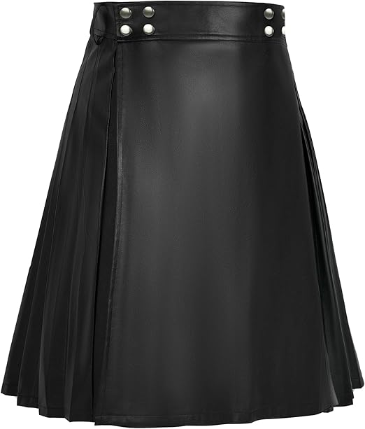 Mens Scottish Utility Kilts Vintage Gothic Pleated Skirts Vintage Traditional Leather High Waist Kilts