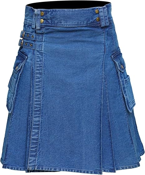 Men's Deluxe Utility Denim Kilt - Modern Utility Kilt for Men