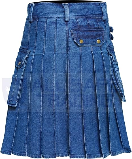Men's Deluxe Utility Denim Kilt - Modern Utility Kilt for Men