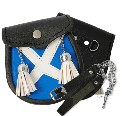 Babies Kilt Saltire Sporran With 2 Tassels & Belt