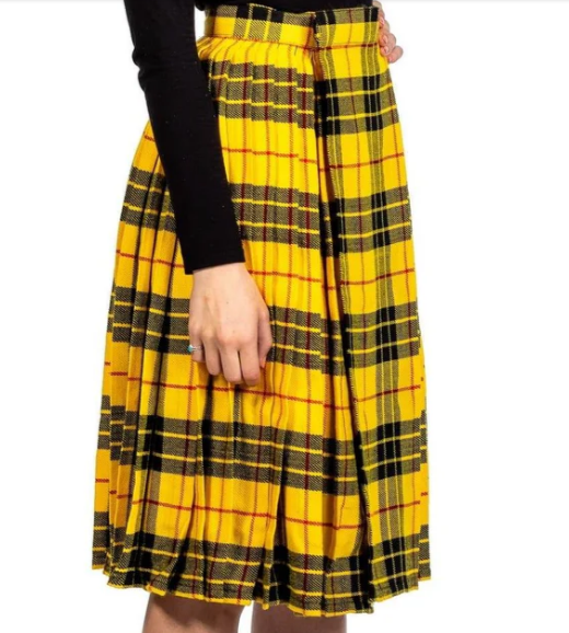 Tartan Pleated Midi Skirt